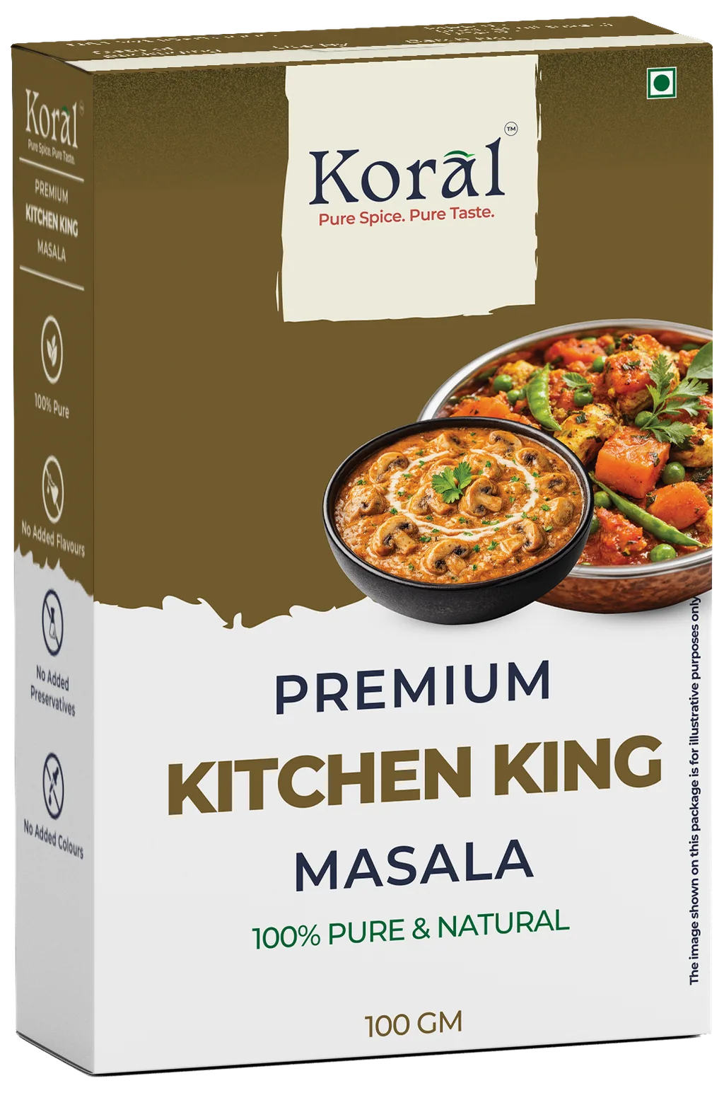 Kitchen King Masala, 100 g box, front and side panel
